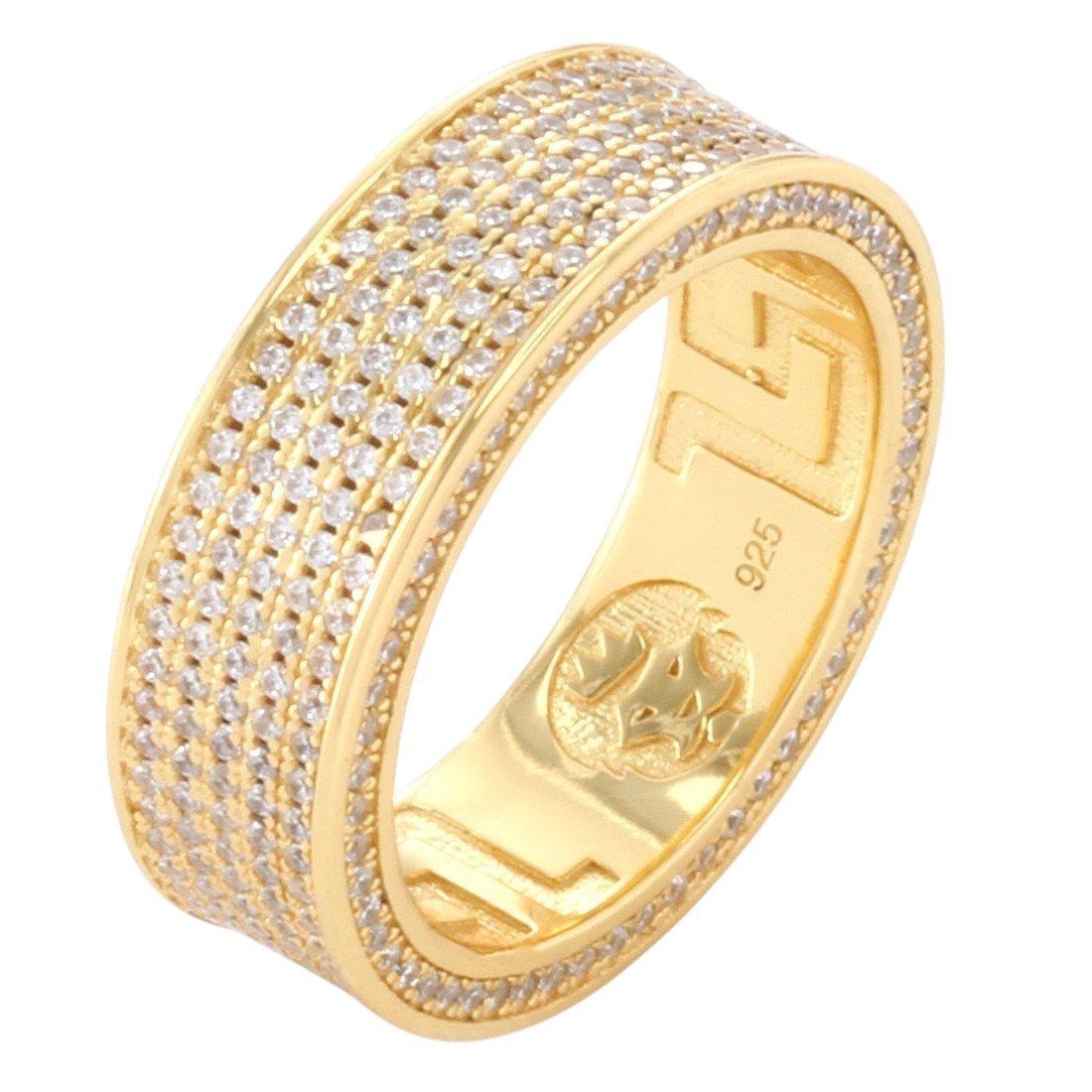 King Ice 5-Row Iced Infinity Band Ring - Gold - GOLD